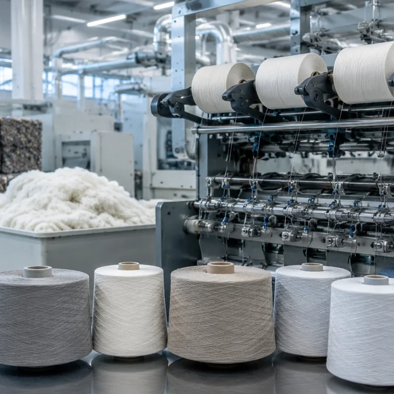 Proceso de fabricación de hilo reciclado para compradores textiles