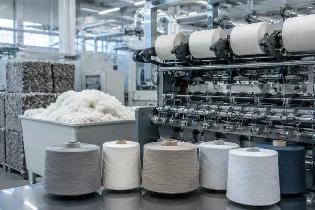 Proceso de fabricación de hilo reciclado en una fábrica textil